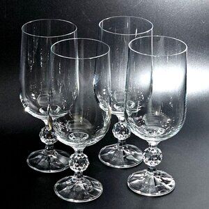 4 Import Assoc Claudia Ice Tea Glasses 7.5" diamond ball stem glasses Poland 80s